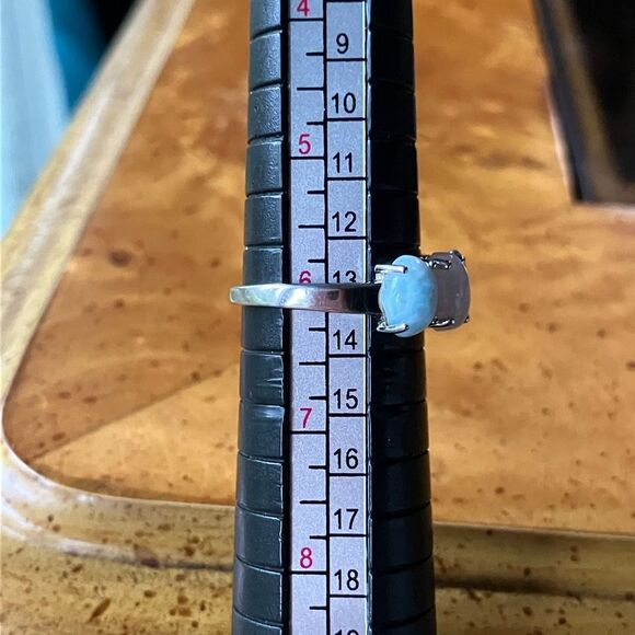 Blue Topaz Rainbow Moonstone Sterling Silver Ring Size 6 - Picture 9 of 9